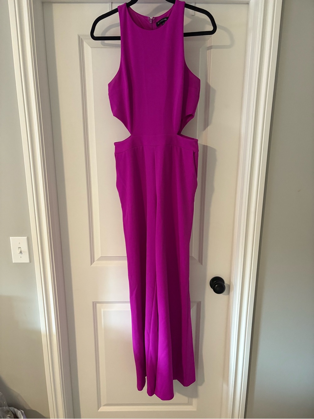 Express Fuchsia Backless Cutout Jumpsuit